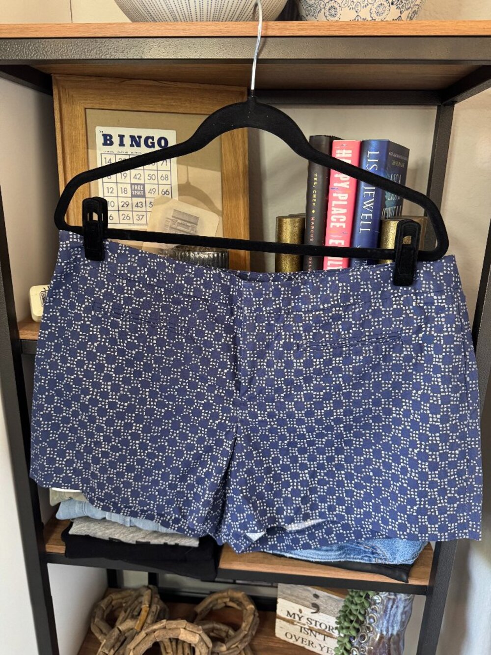 Gap Navy Printed Twill Shorts w/Front & Back Slit Pockets - Size 14